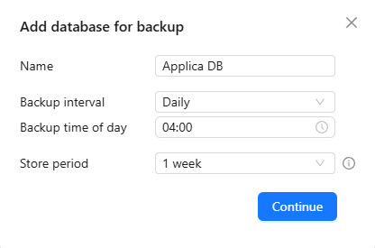 Backup schedule configuration interface